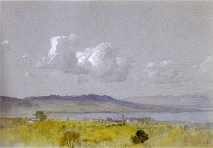 William Stanley Haseltine - 'Lake of Lucerne', watercolor and gouache over graphite on gray paper, c. 1880