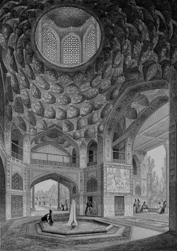 Hasht Behesht, Interior Perspective by Pascal Coste