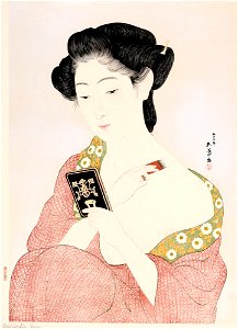 Hashiguchi Goyo (1880-1921), A Woman Applying Makeup, Japan, 1918, Woodblock print;