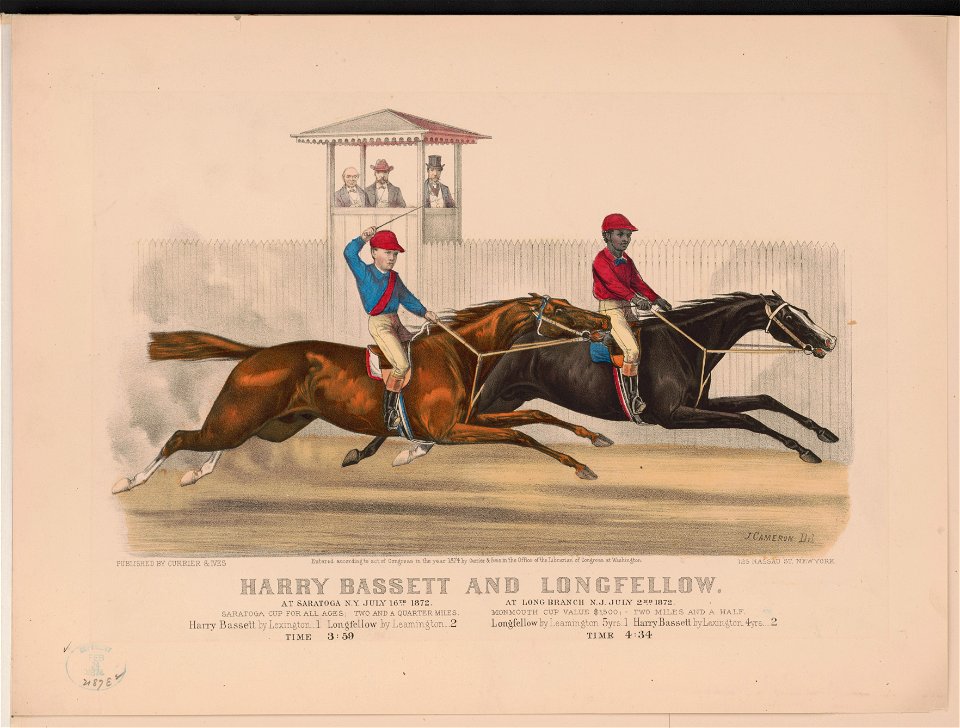 Harry Bassett and Longfellow at Saratoga, N.Y., July 16th 1872 (and) at Long Branch, N.J., July 2nd 1872. LCCN2002695833