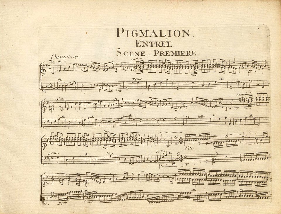 Harvard Theatre Collection M1520.R212 F4 1748 - Pigmalion, page 1
