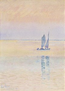 Sailboat off the Coast, Isle of Shoals by Childe Hassam, 1894. Free illustration for personal and commercial use.