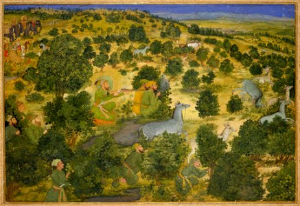 Hashim (attributed),Aurangzeb Hunts Nilgais, ca. 1660, Chester Beatty Library, Dublin
