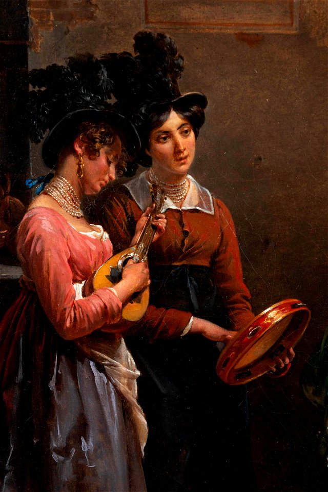 Haudebourt-Lescot - Self-Portrait of the Artist and Her Husband on Their Wedding Trip (detail, musicians)