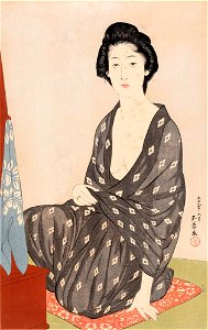 Hashiguchi Goyo (1880-1921), Woman in Summer Clothing, Japan, 1920, Woodblock print;HMA
