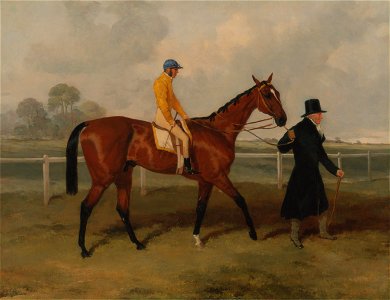 Harry Hall - Sir Tatton Sykes Leading in the Horse 'Sir Tatton Sykes' with William Scott Up - Google Art Project