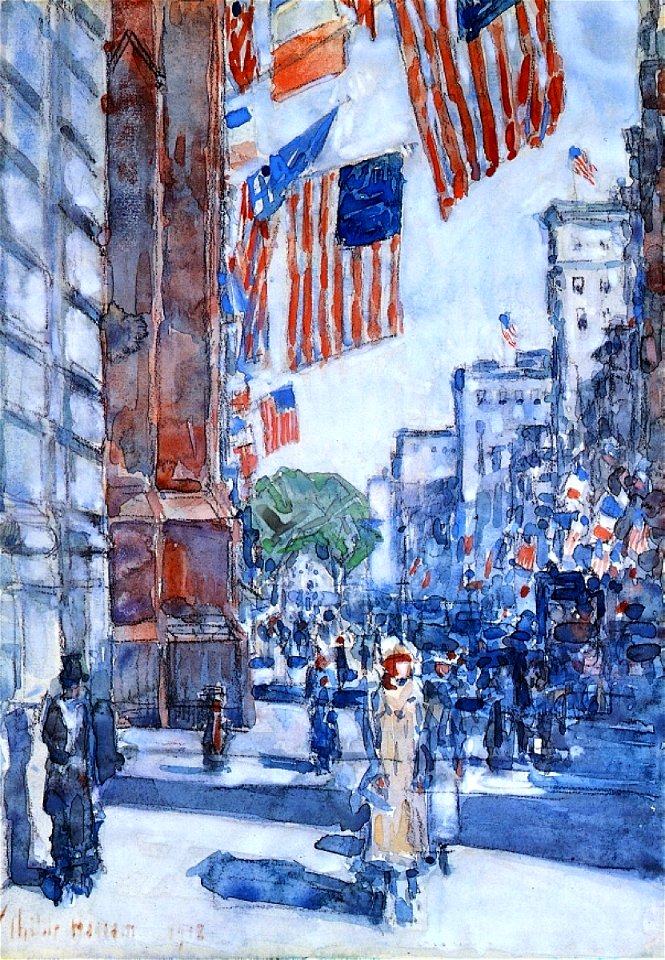 Hassam, Flags, fifth avenue