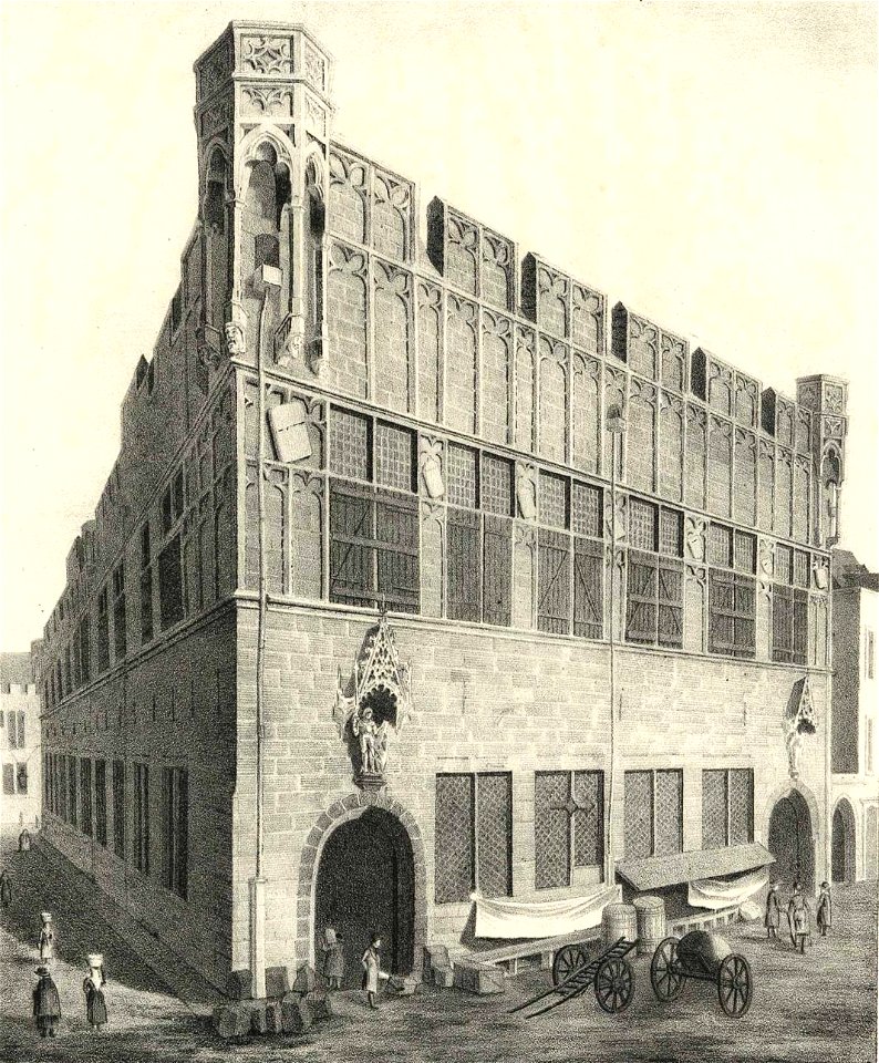 Haus Gürzenich, Johann Peter Weyer (Zeichnung) und Anton Wünsch (Lithografie), 1827 (bw)