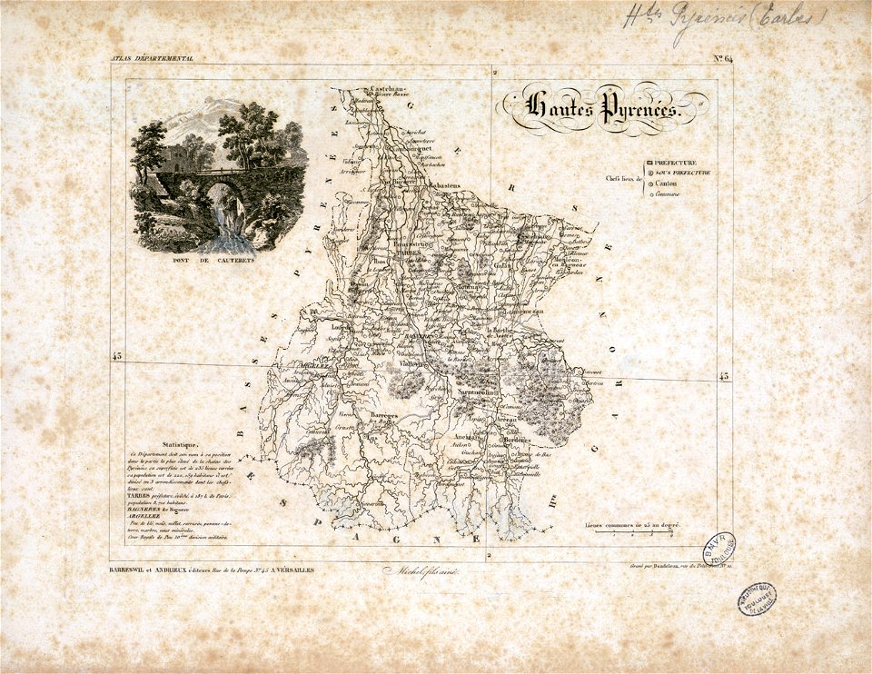 Hautes Pyrénées (Atlas départemental. La France et ses colonies, n° 64) - Fonds Ancely - B315556101 A CARTES 1 002