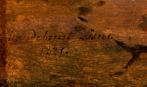Haudebourt-Lescot - Self-Portrait of the Artist and Her Husband on Their Wedding Trip (detail, signature)