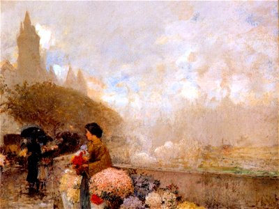 Hassam, Flowergirl by the Seine
