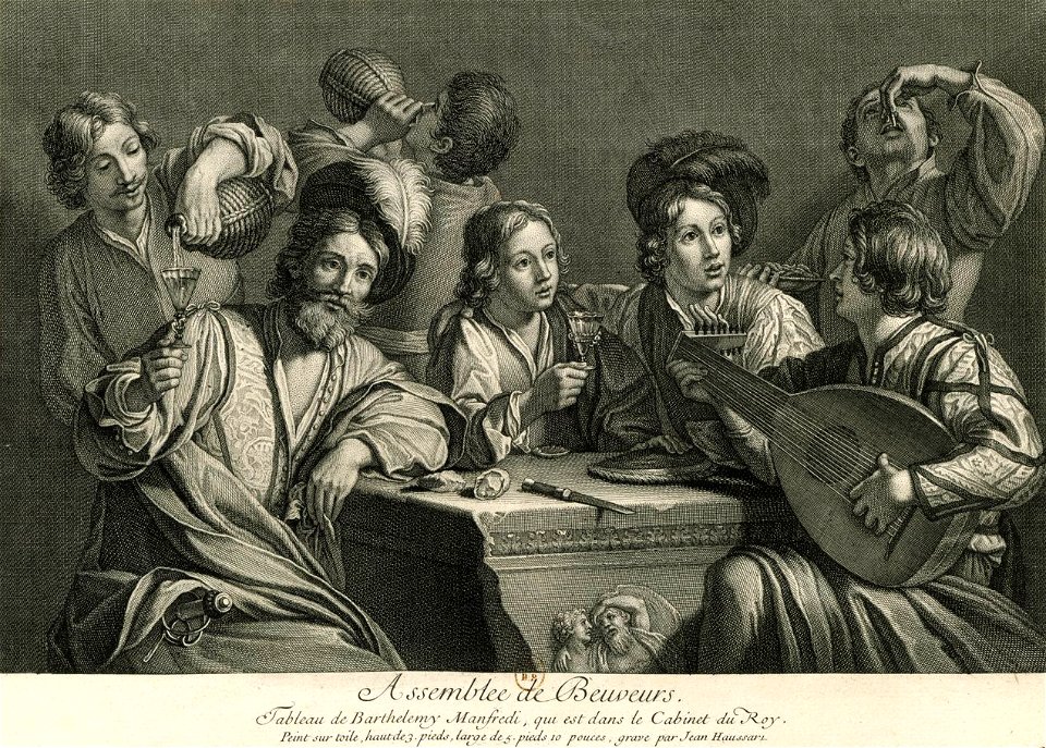 Haussard - Manfredi - Assemblée de buveurs Tableau
