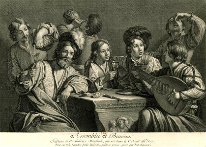 Haussard - Manfredi - Assemblée de buveurs Tableau