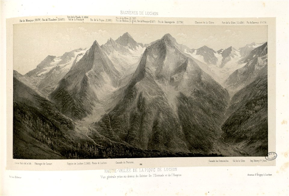 Haute-Vallée de la Pique de Luchon - Vue générale prise au-dessus du Sentier de l'Entécade et de l'Hospice - Fonds Ancely - B315556101 A PETIT 1 025
