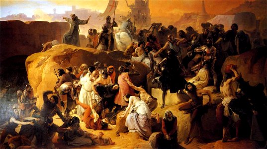 Hayez, Fracesco - Crusaders Thirsting near Jerusalem - 1836-50. Free illustration for personal and commercial use.