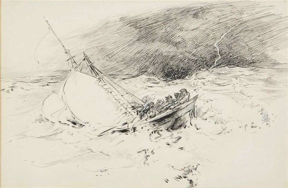 Stormy Sea by Childe Hassam, 1891, ink and gouache
