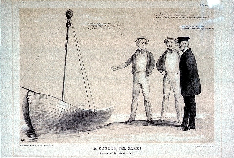 HB Sketches No.767. A cutter for sale or a Br-m at the Mast Head (caricature) RMG PW3894