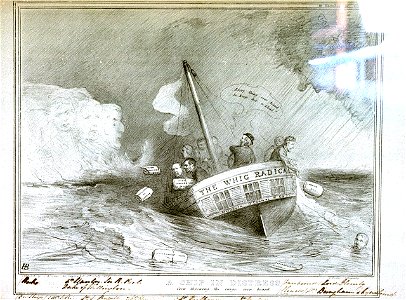 HB Sketches No.601. A Ship in Distress. Crew throwing the cargo over board (caricature) RMG PW3896