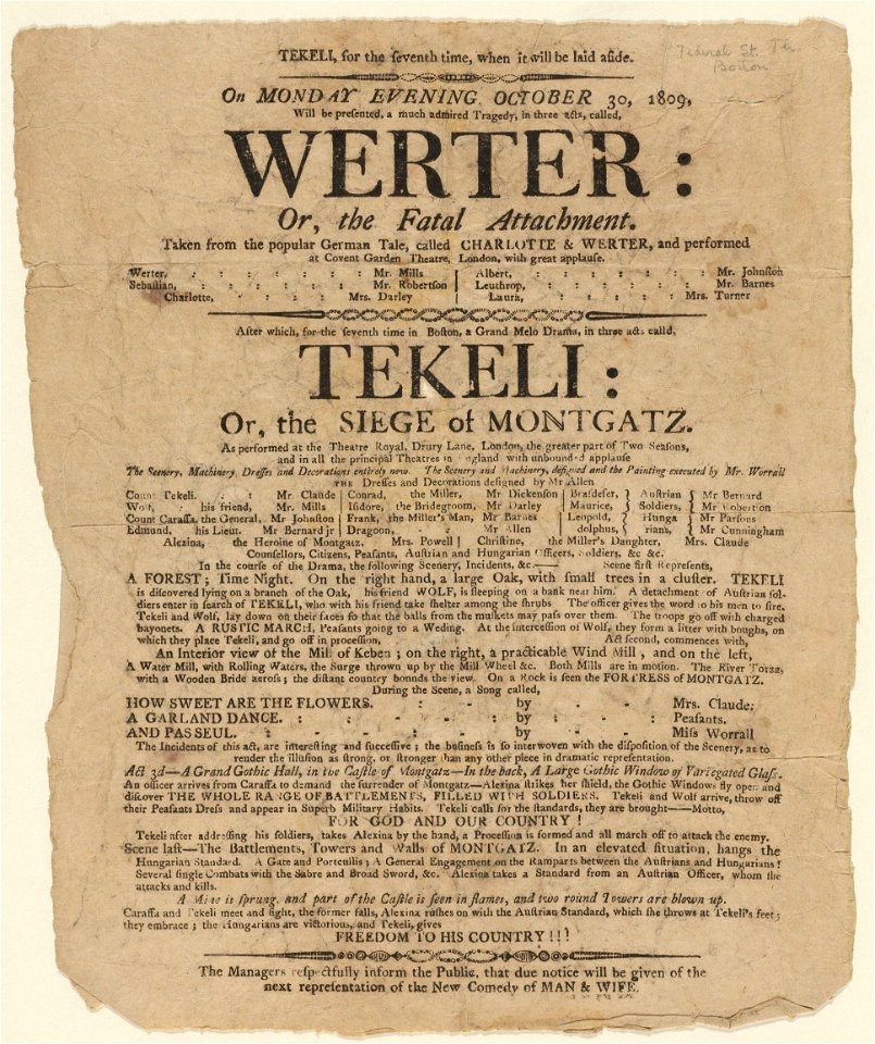 Harvard Theatre Collection - playbill MS Thr 479