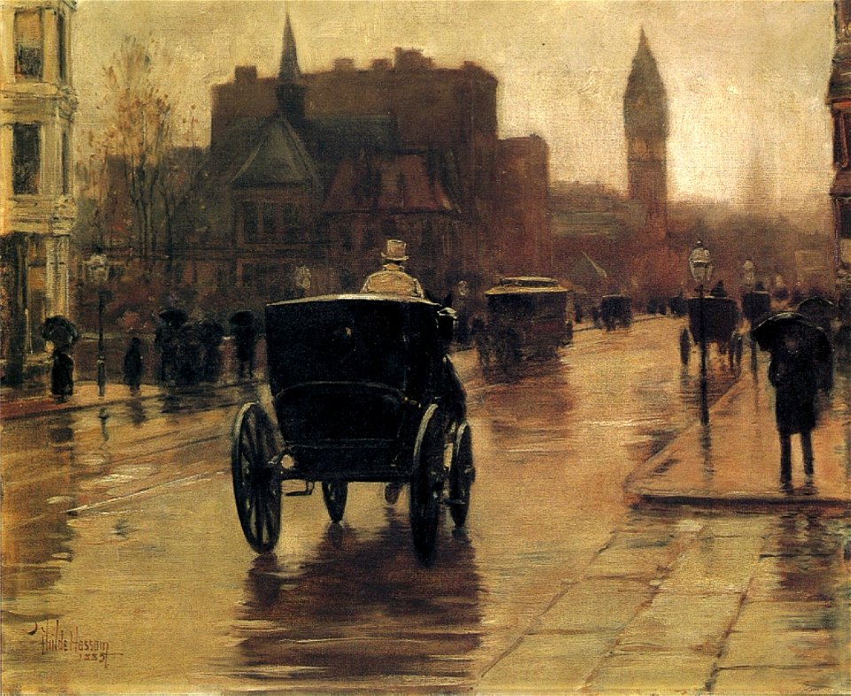 Hassam - columbus-avenue-rainy-day-1885