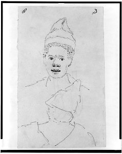 Head of Negro man wearing cap, front and back view LCCN96522181