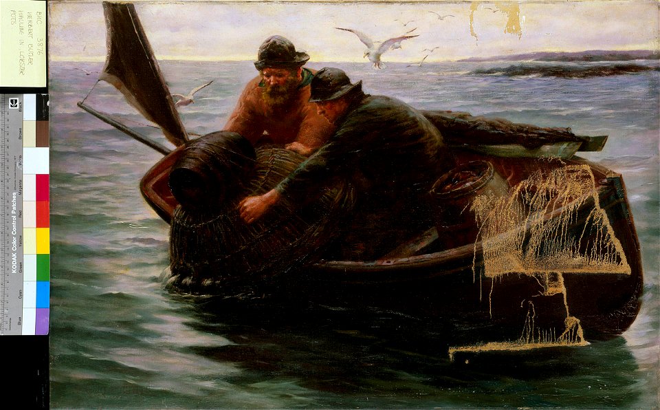 Hauling in the lobster pot RMG L8462