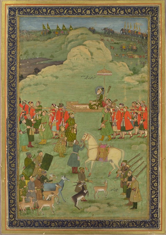 He Emperor Aurangzeb Carried on a Palanquin