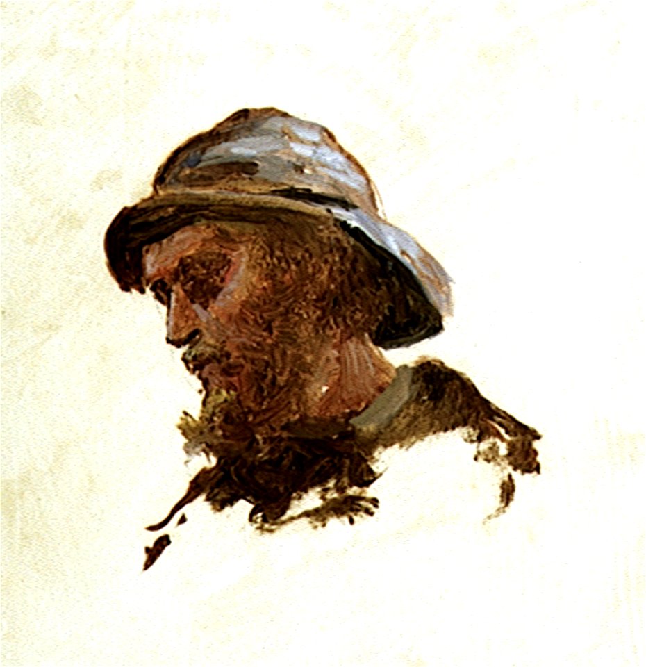 Head and shoulders of a fisherman in sou'wester RMG PU0451