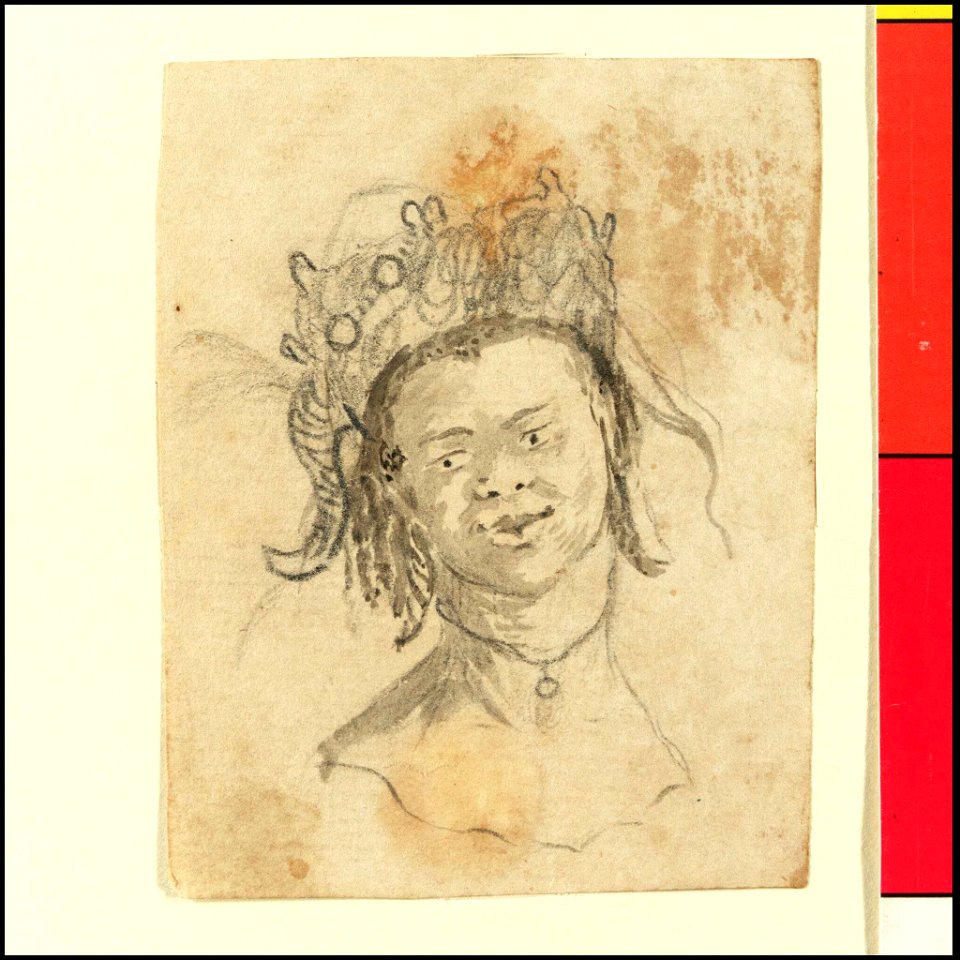 Head of a West African wearing a headdress (Bray album) RMG PT2011