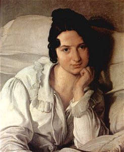 Hayez, Francesco; Portrait of Carolina Zucchi (The Sick Woman) (Yorck). Free illustration for personal and commercial use.
