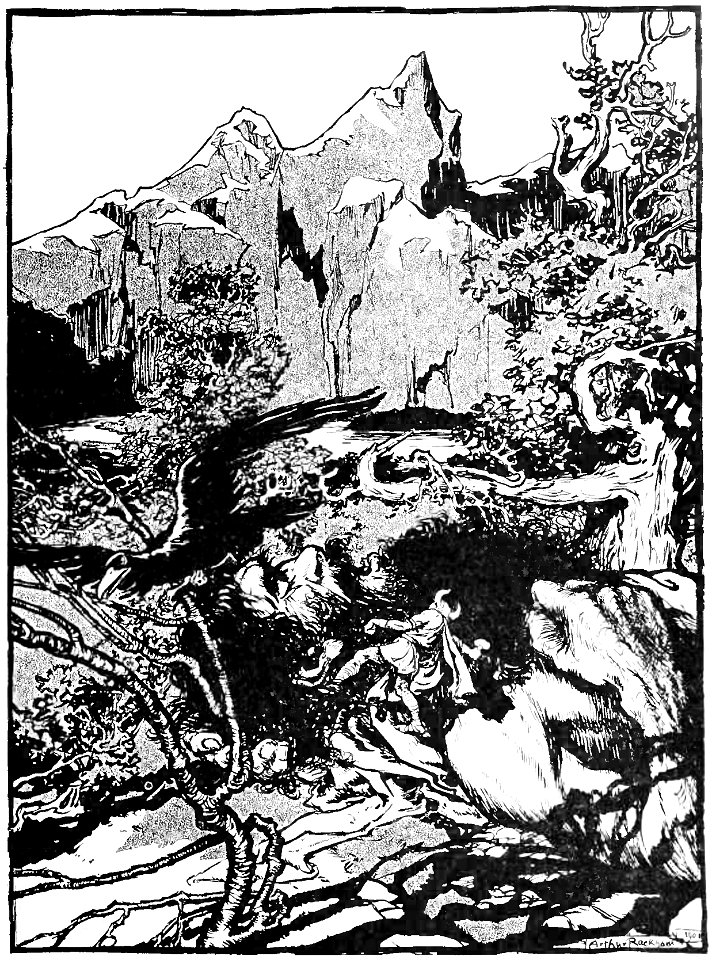 He raised his hammer with a mighty swing (1901) by Arthur Rackham
