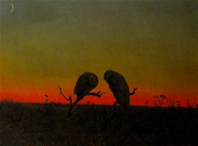 Martin Johnson Heade - Two Owls at Sunset