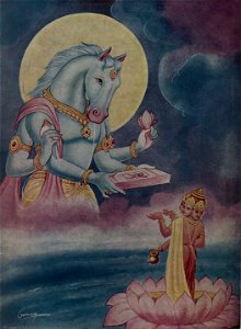 Hayagriva restoring Vedas to Brahma which were taken to Rasatala