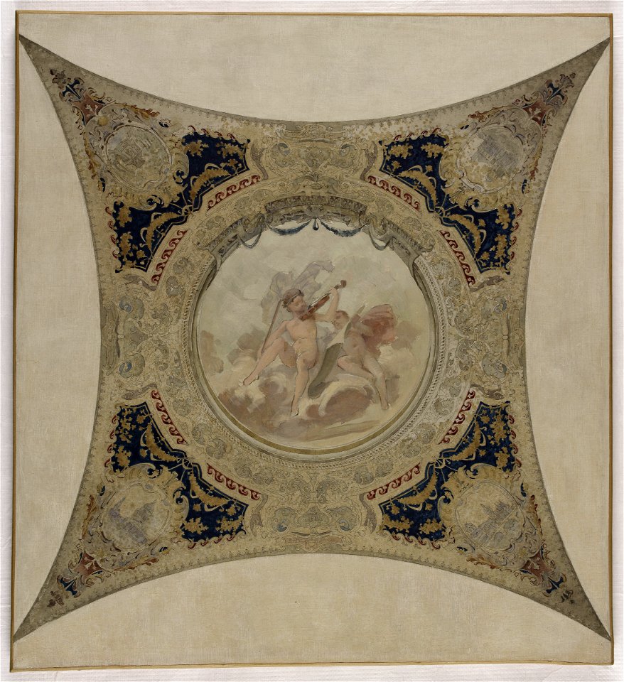 Hector d' Espouy - Esquisse pour la galerie Lobau de l'Hôtel de Ville de Paris , Génies musiciens - Monuments de Paris - PPP4010 - Musée des Beaux-Arts de la ville de Paris
