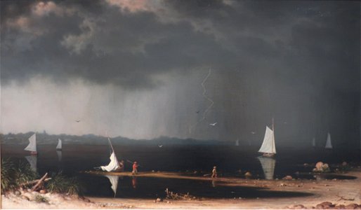 Martin Johnson Heade -Thunder Storm on Narragansett Bay ATC. Free illustration for personal and commercial use.