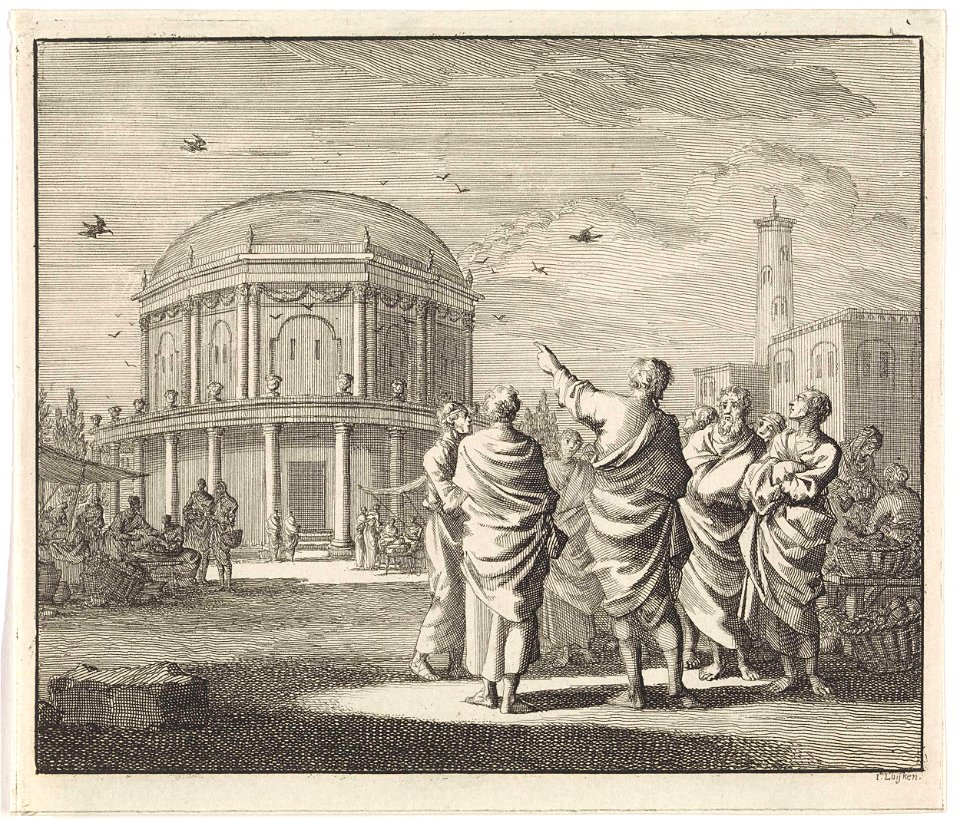 Heilige Athanasius voorspelt de toekomst met behulp van kraaien
