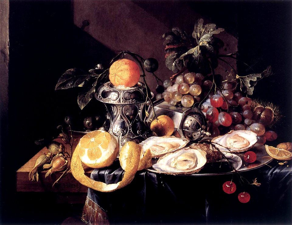 Cornelis de Heem - Still-Life with Oysters, Lemons and Grapes - WGA11257