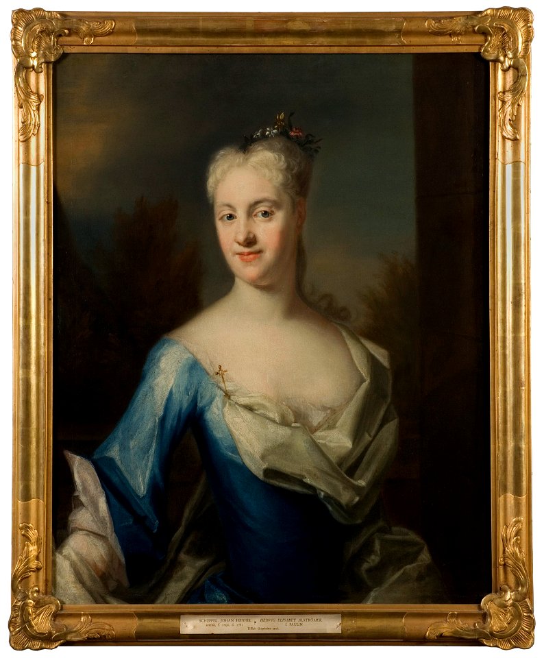 Hedvig Elisabet Paulin, 1716-1806, gift med kommerserådet Jonas Alströmer (Johan Henrik Scheffel) - Nationalmuseum - 38980