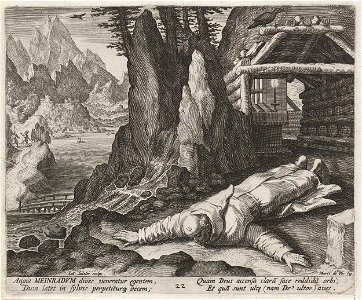 Heilige Meinradus van Einsiedeln als kluizenaar