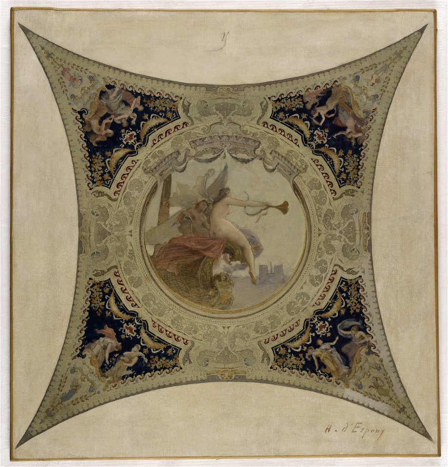 Hector d' Espouy - Esquisse pour la galerie Lobau de l'Hôtel de Ville de Paris , La renommée de Paris - PPP4001 - Musée des Beaux-Arts de la ville de Paris