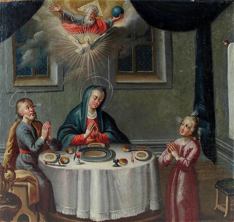 Heilige Familie beim Tischgebet süddeutsch