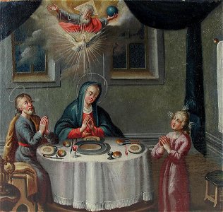 Heilige Familie beim Tischgebet süddeutsch
