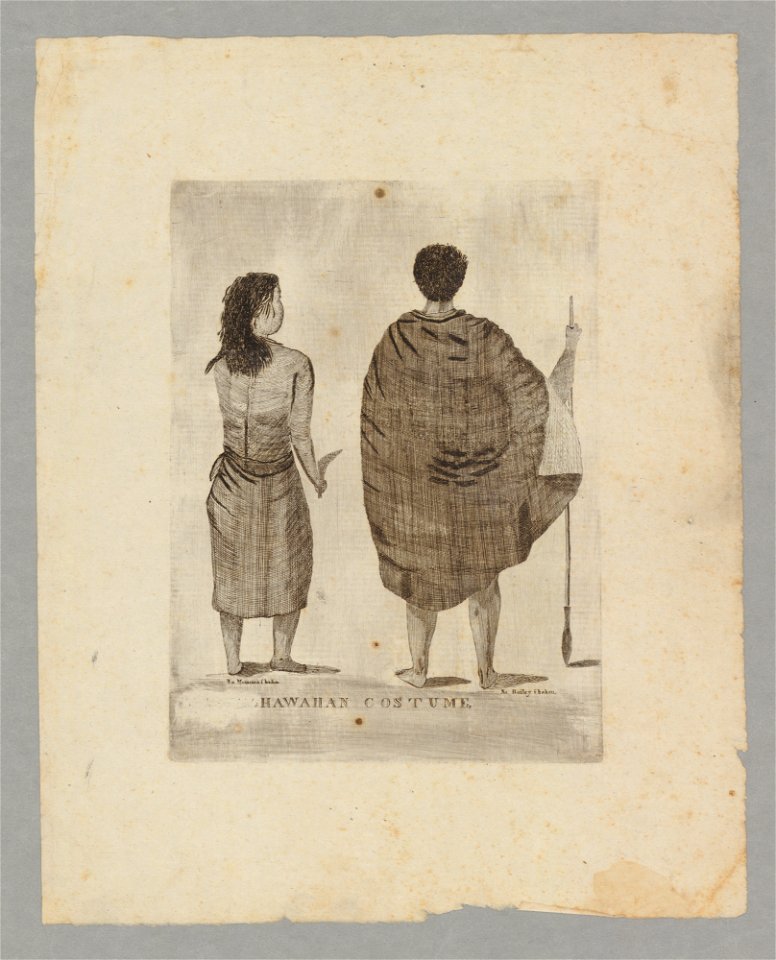 Hawaiian Costume, ca. 1838. Drawn by Edward Bailey, engraved by Momona