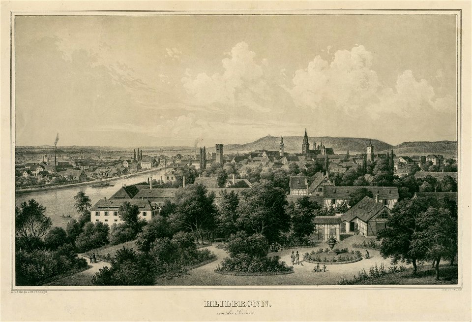 Heilbronn von der Suedseite Eberhard Emminger ca 1850