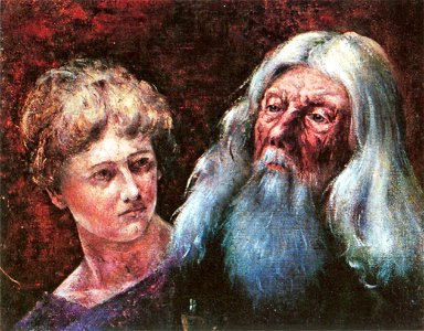 Heinrich Cohrs Älterer Mann m Weinglas u jungem Mädchen (1)