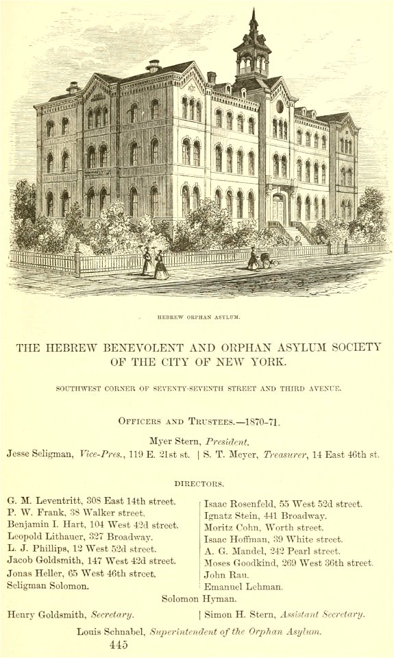 Hebrew Orphan Asylum of New York, Valentine's Manual