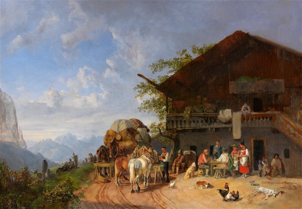 Heinrich Bürkel Rast vor einem Gasthof