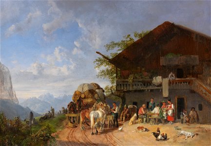 Heinrich Bürkel Rast vor einem Gasthof