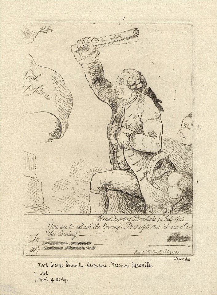 Head Quarters - Brooks's, 18th July 1785 You are to attack the the Enemy's Propositions at six o'clock this Evening by Thomas Cornell