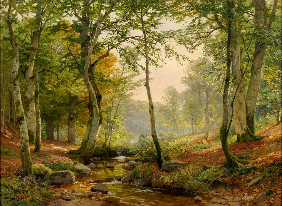 Heinrich Böhmer Waldlichtung mit Wildbach